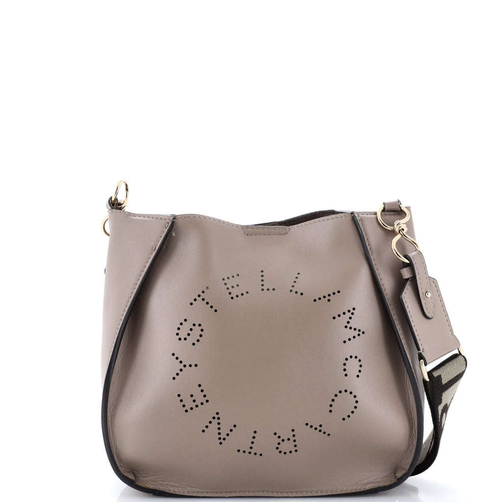 Logo Crossbody Bag Perforated Faux Leather Mini