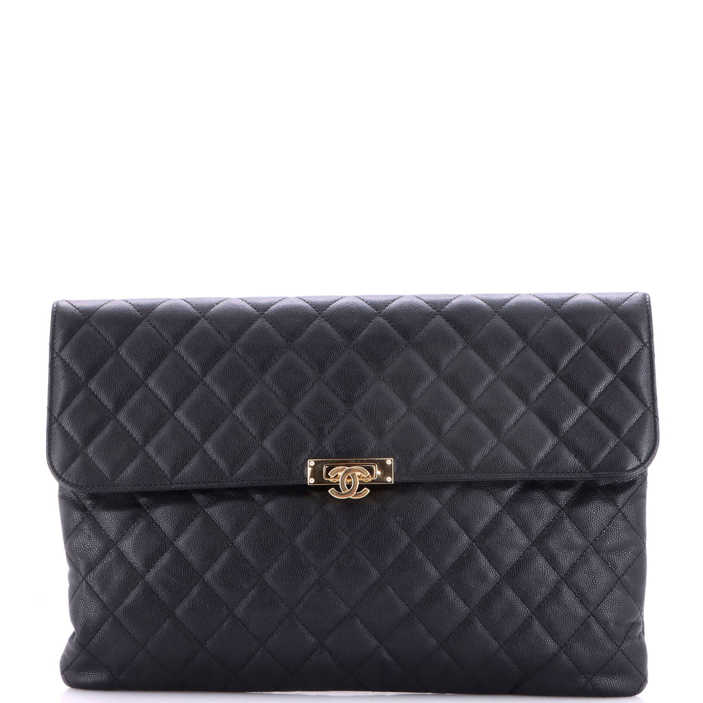 Golden Class O Case Clutch Quilted Caviar Large