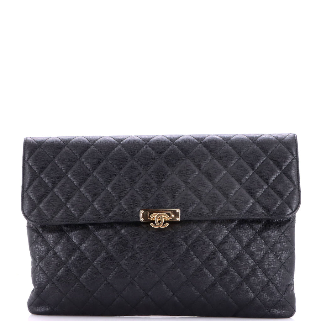 Golden Class O Case Clutch Quilted Caviar Large