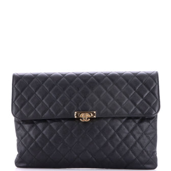 Golden Class O Case Clutch Quilted Caviar Large