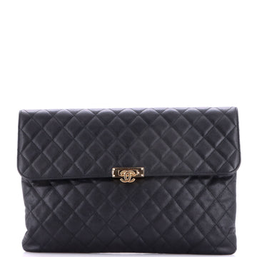 Golden Class O Case Clutch Quilted Caviar Large