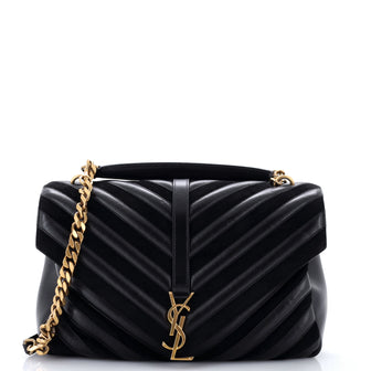 Classic Monogram College Bag Matelasse Chevron Leather and Suede Large