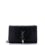 Classic Monogram Tassel Crossbody Bag Crocodile Embossed Leather Medium
