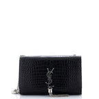 Classic Monogram Tassel Crossbody Bag Crocodile Embossed Leather Medium
