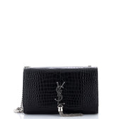 Classic Monogram Tassel Crossbody Bag Crocodile Embossed Leather Medium