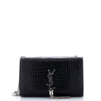 Classic Monogram Tassel Crossbody Bag Crocodile Embossed Leather Medium