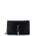 Classic Monogram Tassel Crossbody Bag Crocodile Embossed Leather Medium