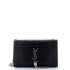 Classic Monogram Tassel Crossbody Bag Crocodile Embossed Leather Medium