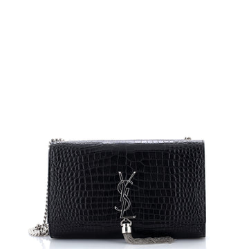 Classic Monogram Tassel Crossbody Bag Crocodile Embossed Leather Medium
