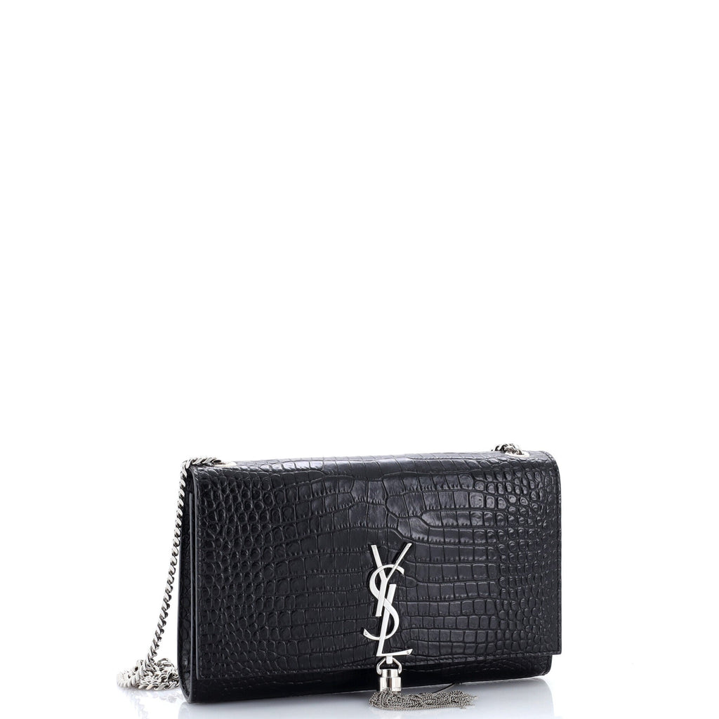 Classic Monogram Tassel Crossbody Bag Crocodile Embossed Leather Medium