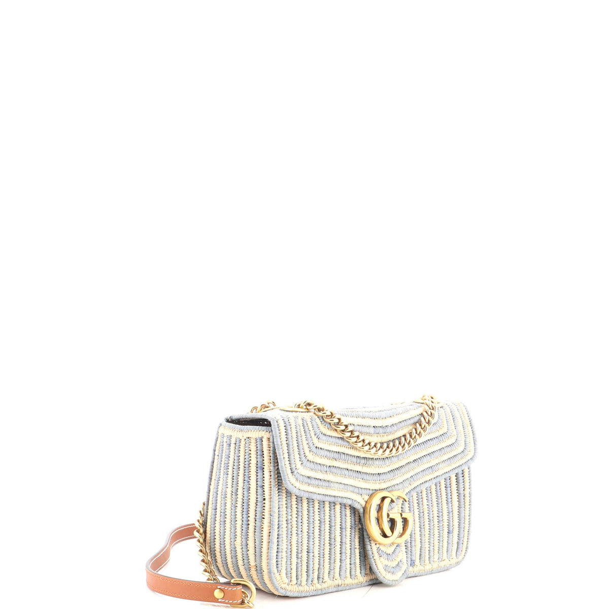 GG Marmont Flap Bag Woven Raffia Small