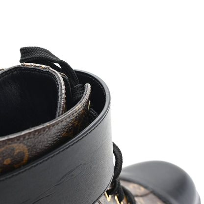 Louis Vuitton Calfskin Women's Monogram Wonderland Flat Ranger Boots 38 Black