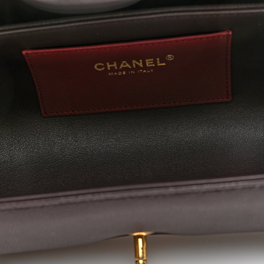 Chanel Shiny Caviar Preppy Coco Small Bowling Bag Black