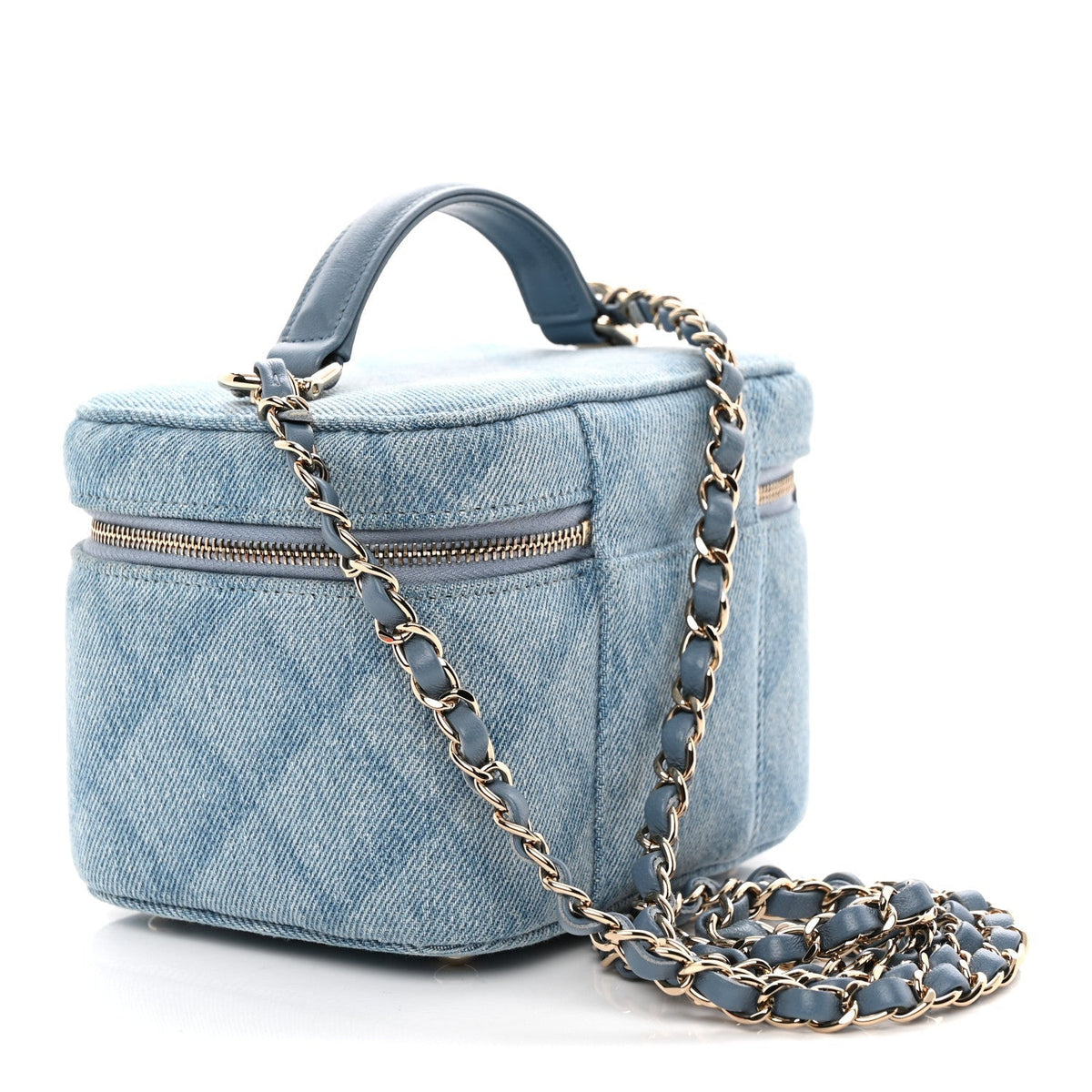 Chanel Denim Quilted Small CC Vanity Case Blue