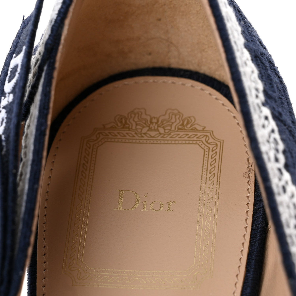 Christian Dior Embroidered Cotton Women's J'adior Slingback Pumps 39 Blue Ecru