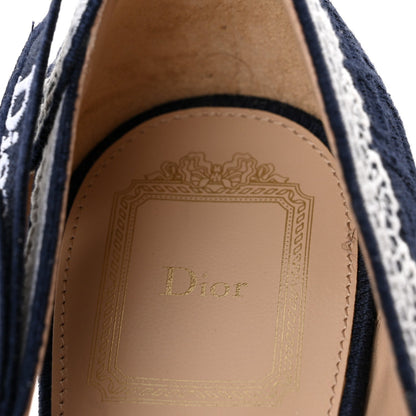 Christian Dior Embroidered Cotton Women's J'adior Slingback Pumps 39 Blue Ecru