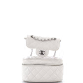 Zip Around Flap Backpack Quilted Crumpled Calfskin and PVC Small