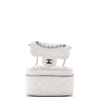 Zip Around Flap Backpack Quilted Crumpled Calfskin and PVC Small