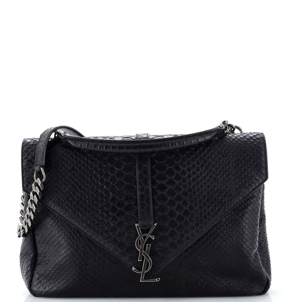 Classic Monogram College Bag Python Embossed Leather Large