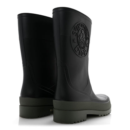 Christian Dior Rubber Women's Diorunion Rain Boots 38 Black Military
