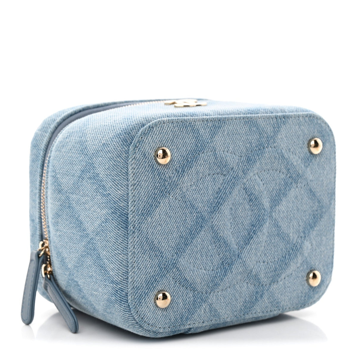 Chanel Denim Quilted Small CC Vanity Case Blue