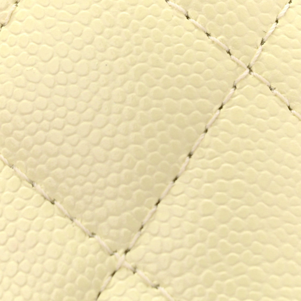 Chanel Caviar Quilted Mini Vanity Case With Chain Light Yellow