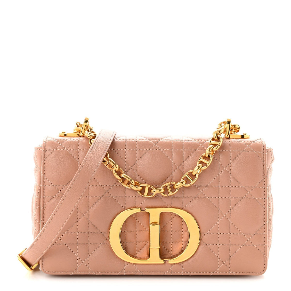Christian Dior Calfskin Cannage Small Caro Bag Rose De Vents