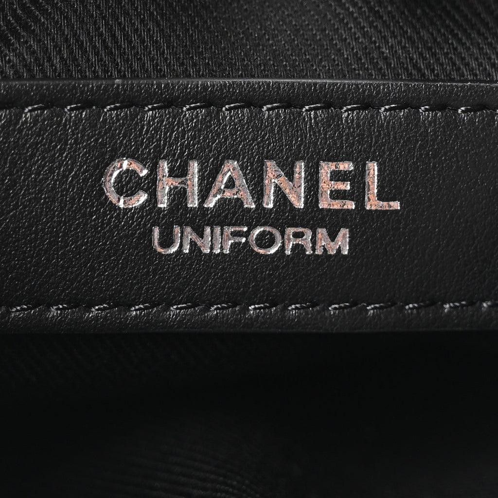 Chanel Lambskin Quilted Uniform Crossbody Bag Black