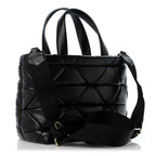 Prada Nappa Triangle Quilted Double Handled Zip Pocket Tote Black