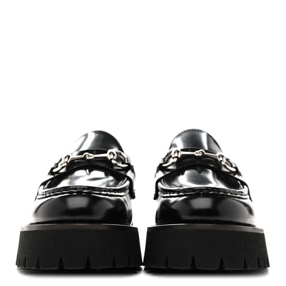 Gucci Cordovan Lux Women's Horsebit 45mm Platform Loafers 39.5 Black