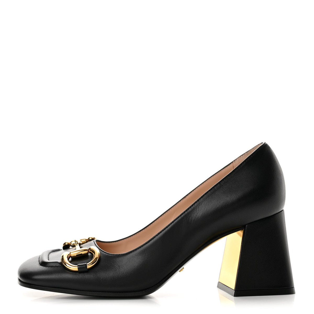 Gucci Kidskin Leather Women's Malaga Kid Horsebit Pumps 37 Black