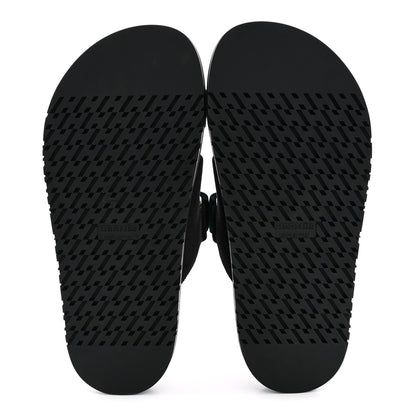 Hermes Velvet Women's Chypre Sandals 36 Black Vert Mousse
