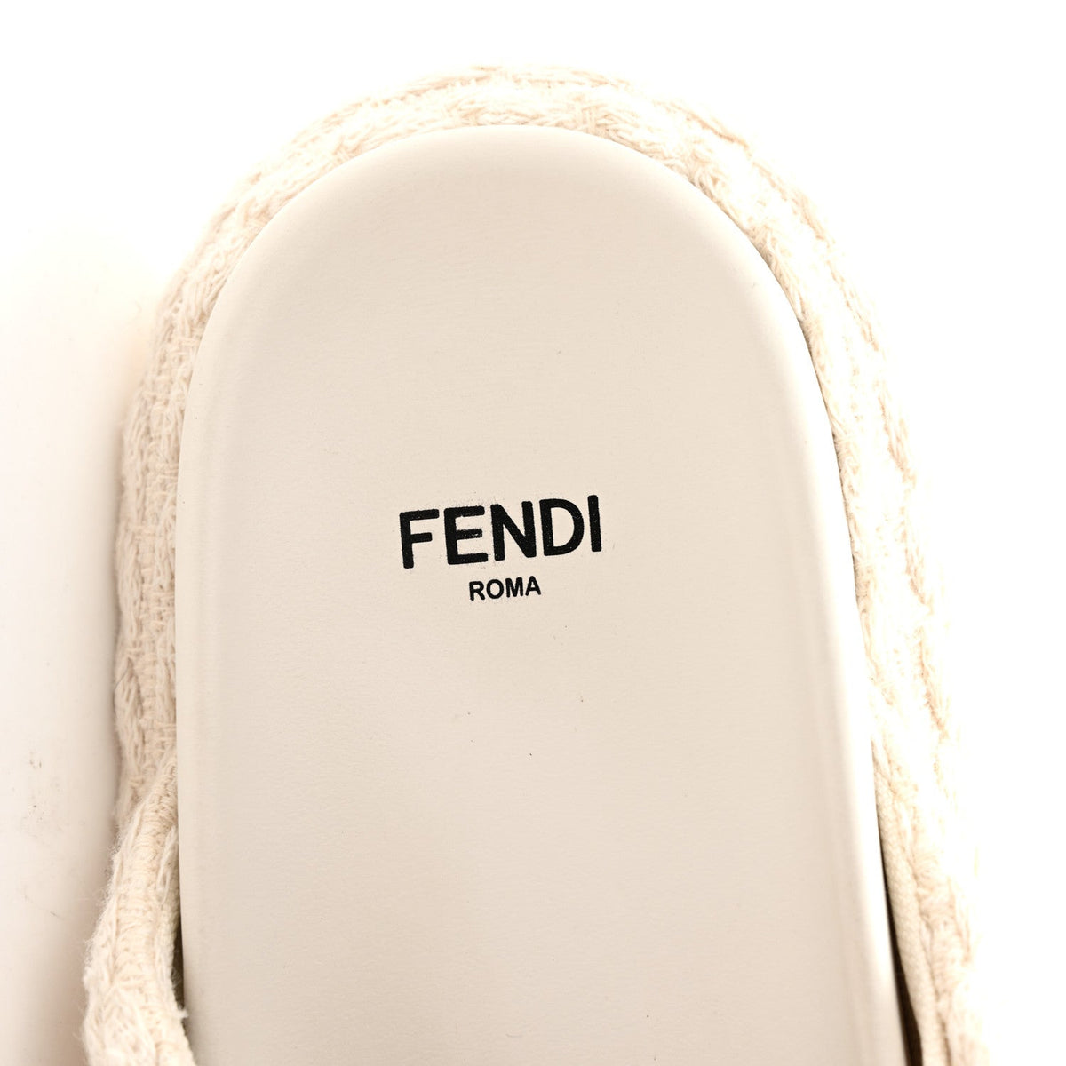 Fendi Jacquard Women's Tessuto Treccia Ricamo Logo Slides 40 Grezzo Moka
