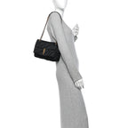 Saint Laurent Satin Patchwork Monogram Medium Jamie Bag Black