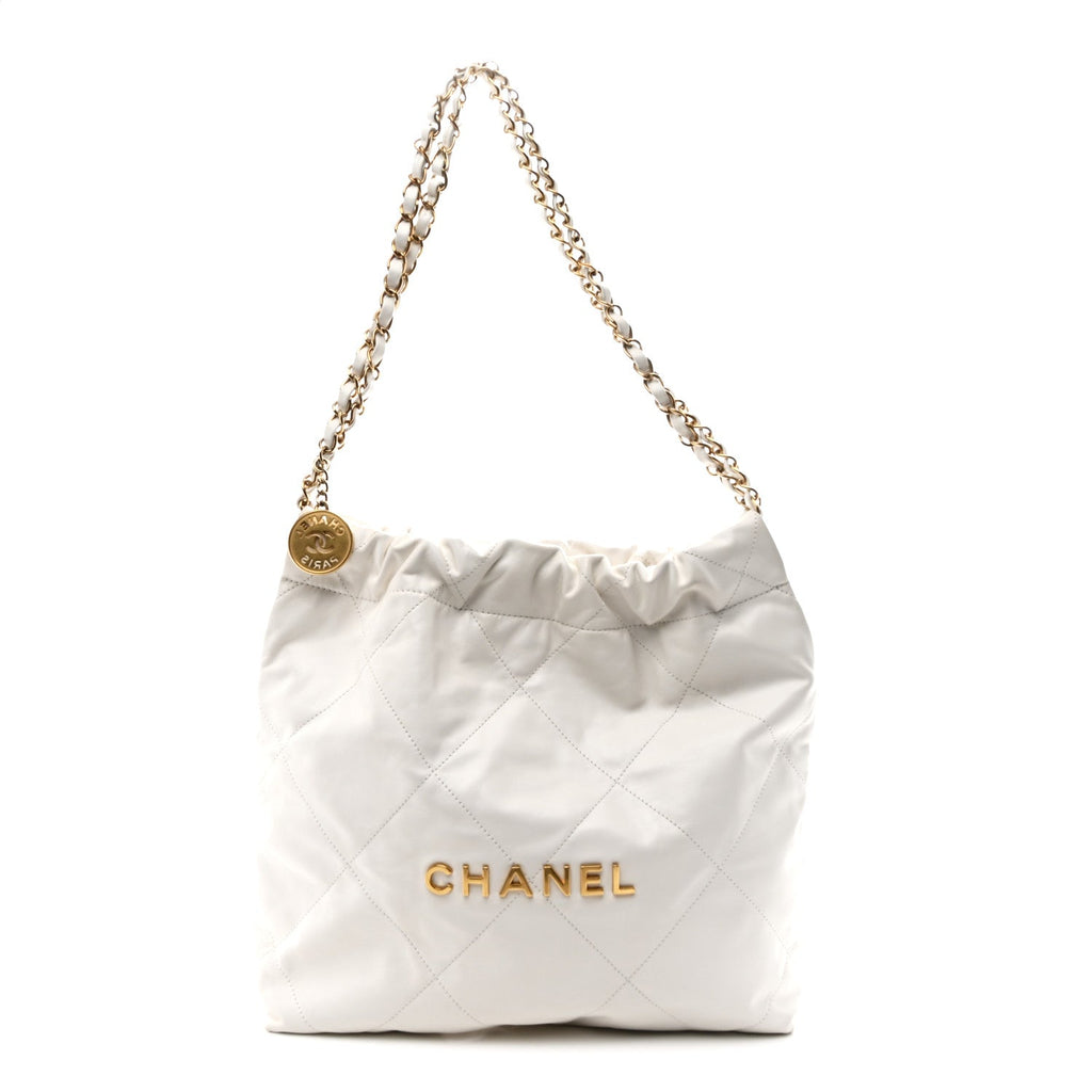 Chanel Shiny Calfskin Quilted Small 22 White