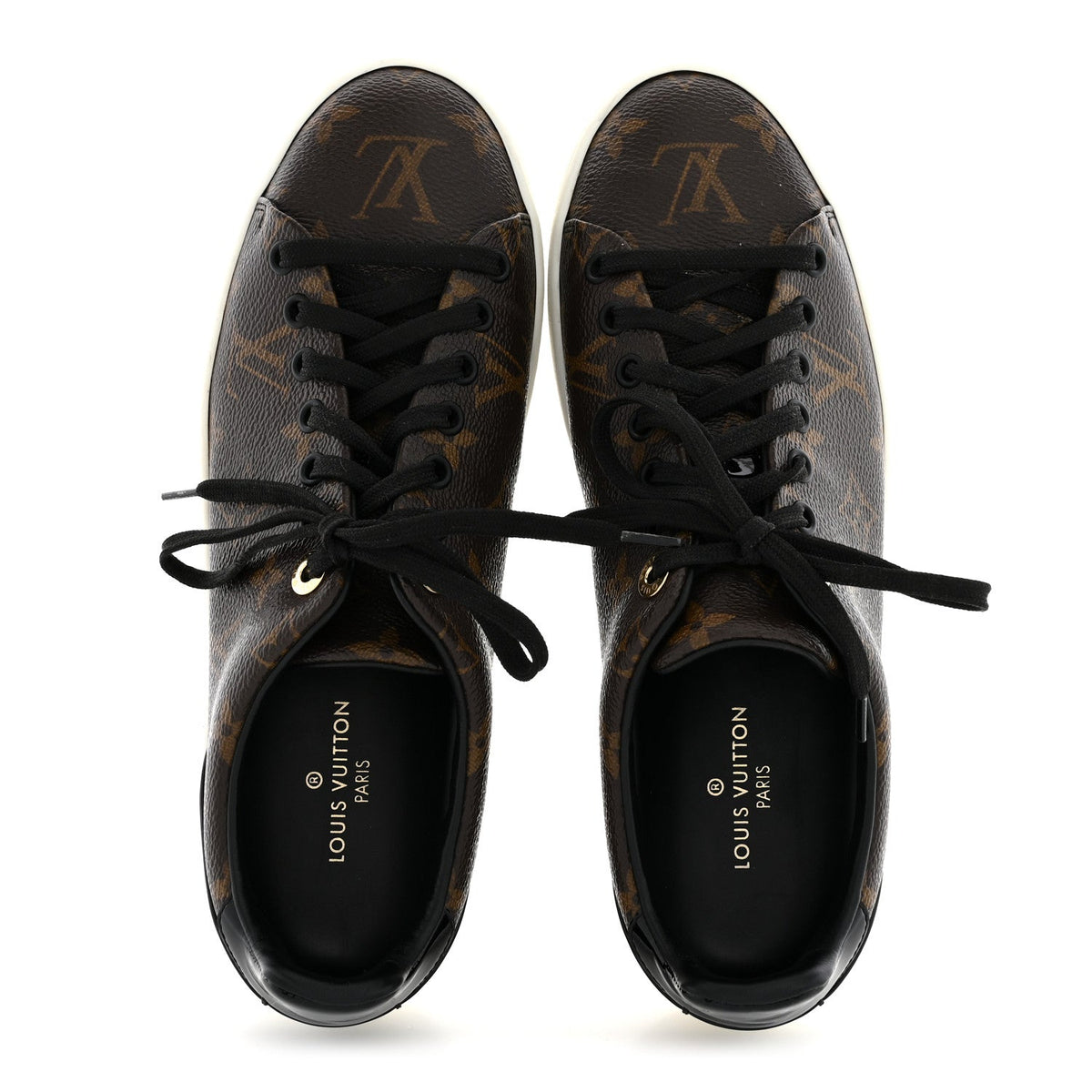 Louis Vuitton Patent Monogram Women's Frontrow Sneakers 37 Black