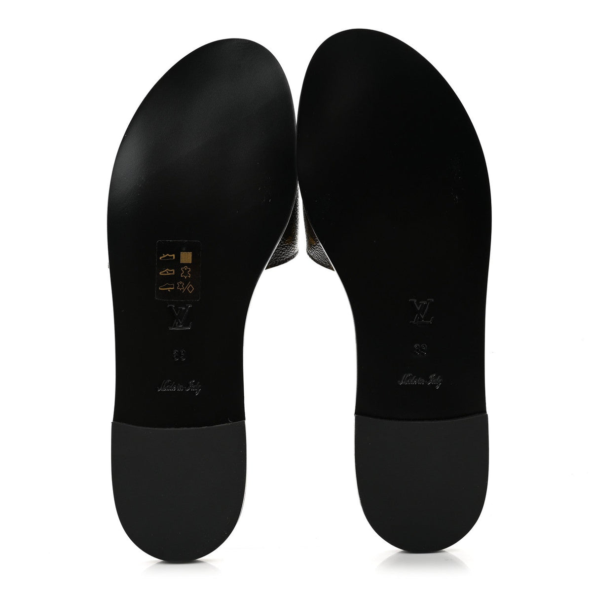 Louis Vuitton Patent Monogram Women's Lock It Flat Mules 39