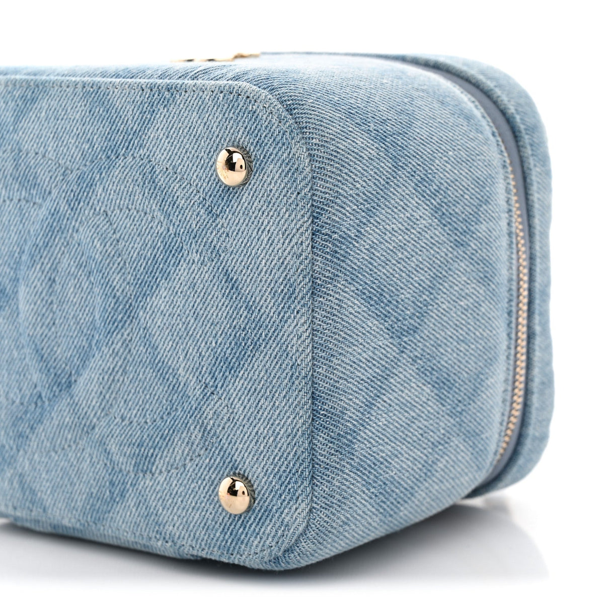 Chanel Denim Quilted Small CC Vanity Case Blue