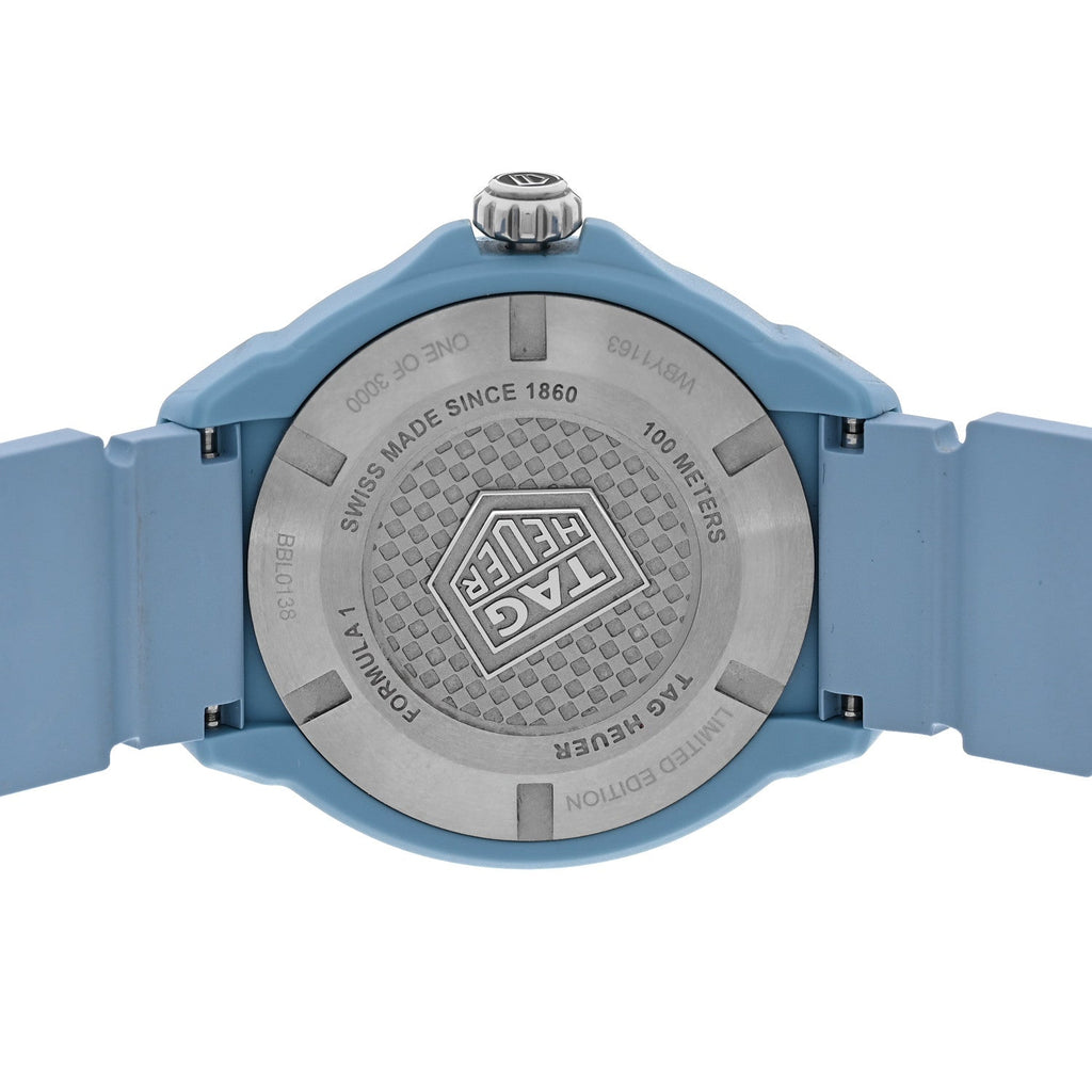 Tag Heuer Polylight Stainless Steel Rubber 38mm Formula 1 Solargraph Quartz Watch Light Blue WBY1163