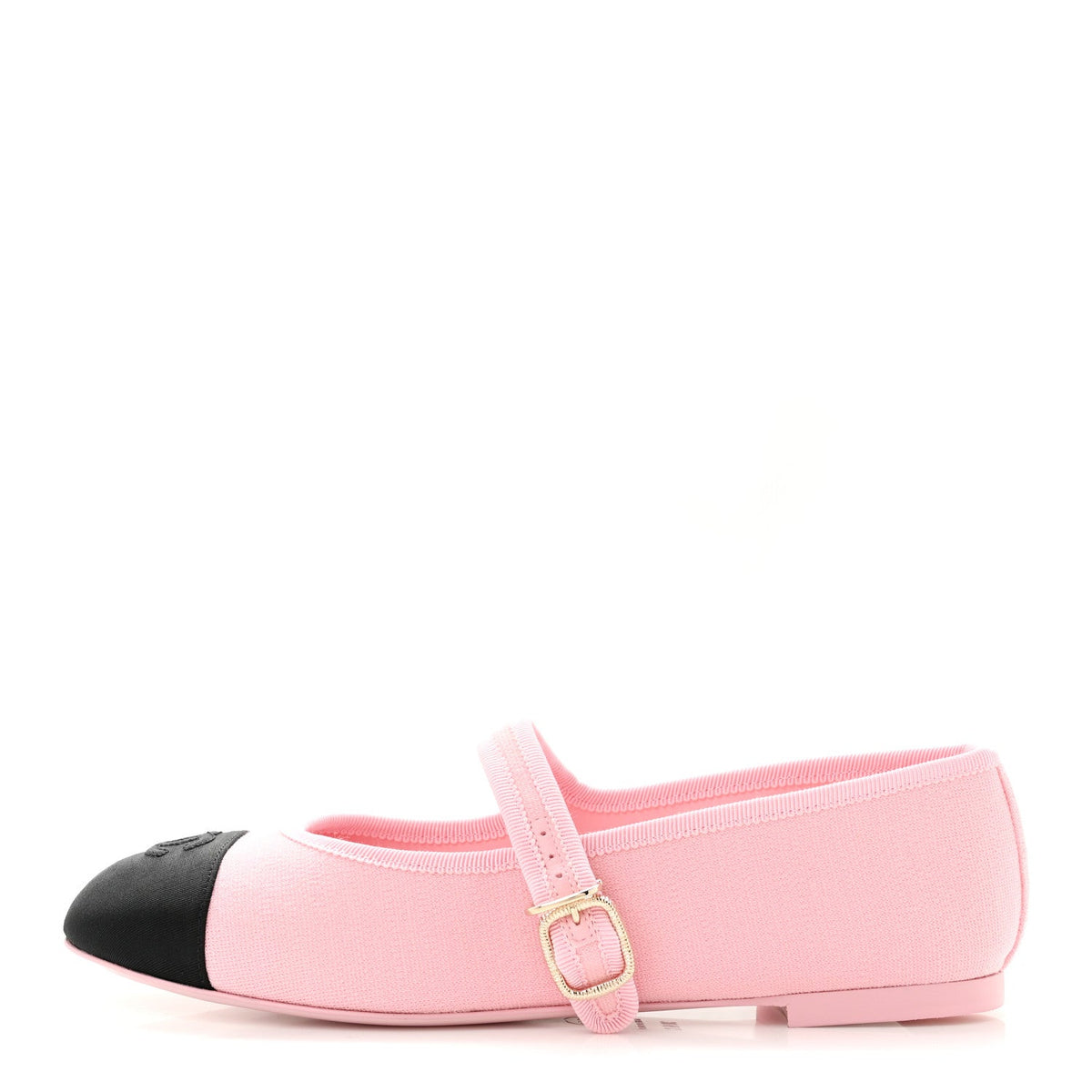 Fabric Grosgrain Mary Jane Flats Light Pink Black