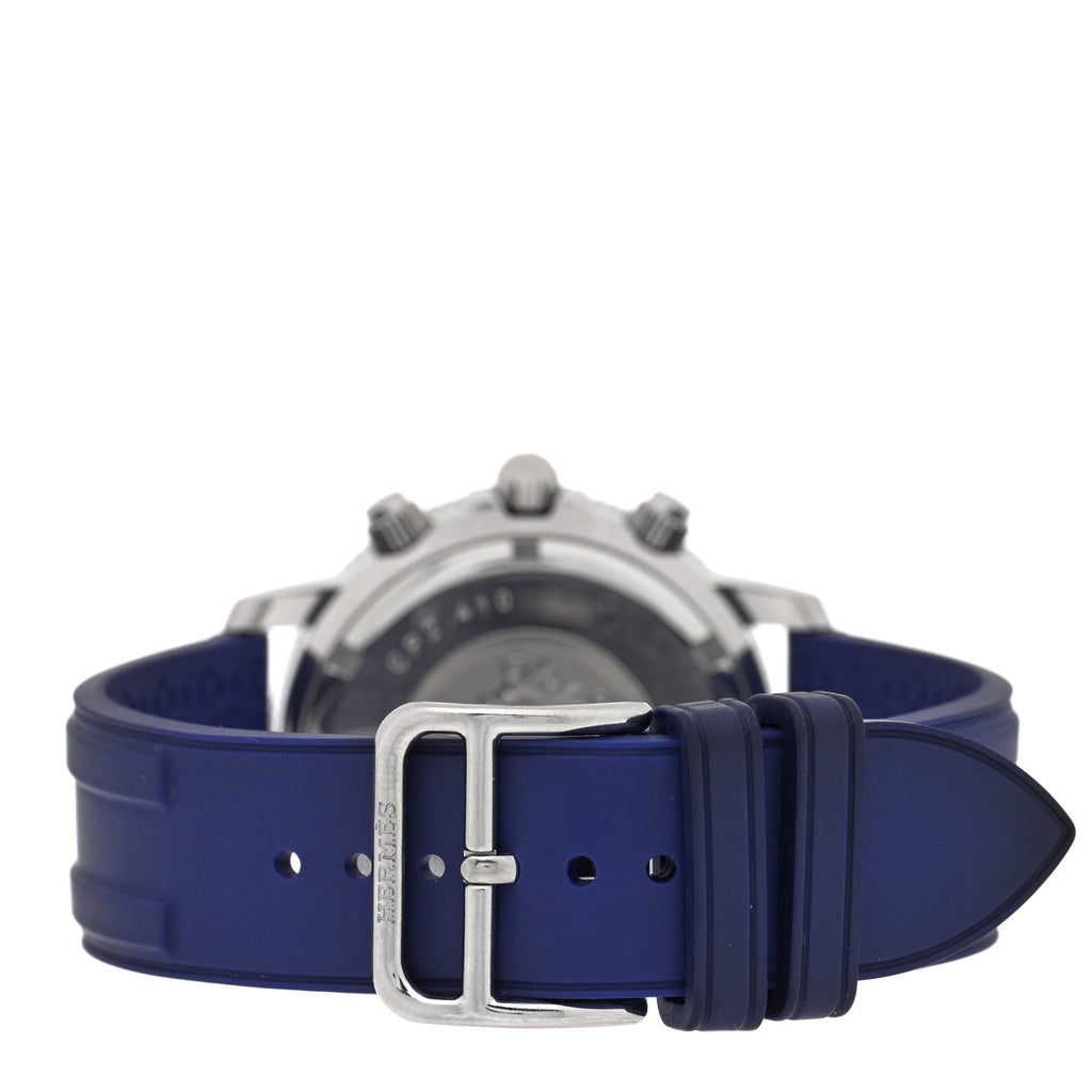 Hermes Stainless Steel Rubber 36mm Clipper Watch Blue