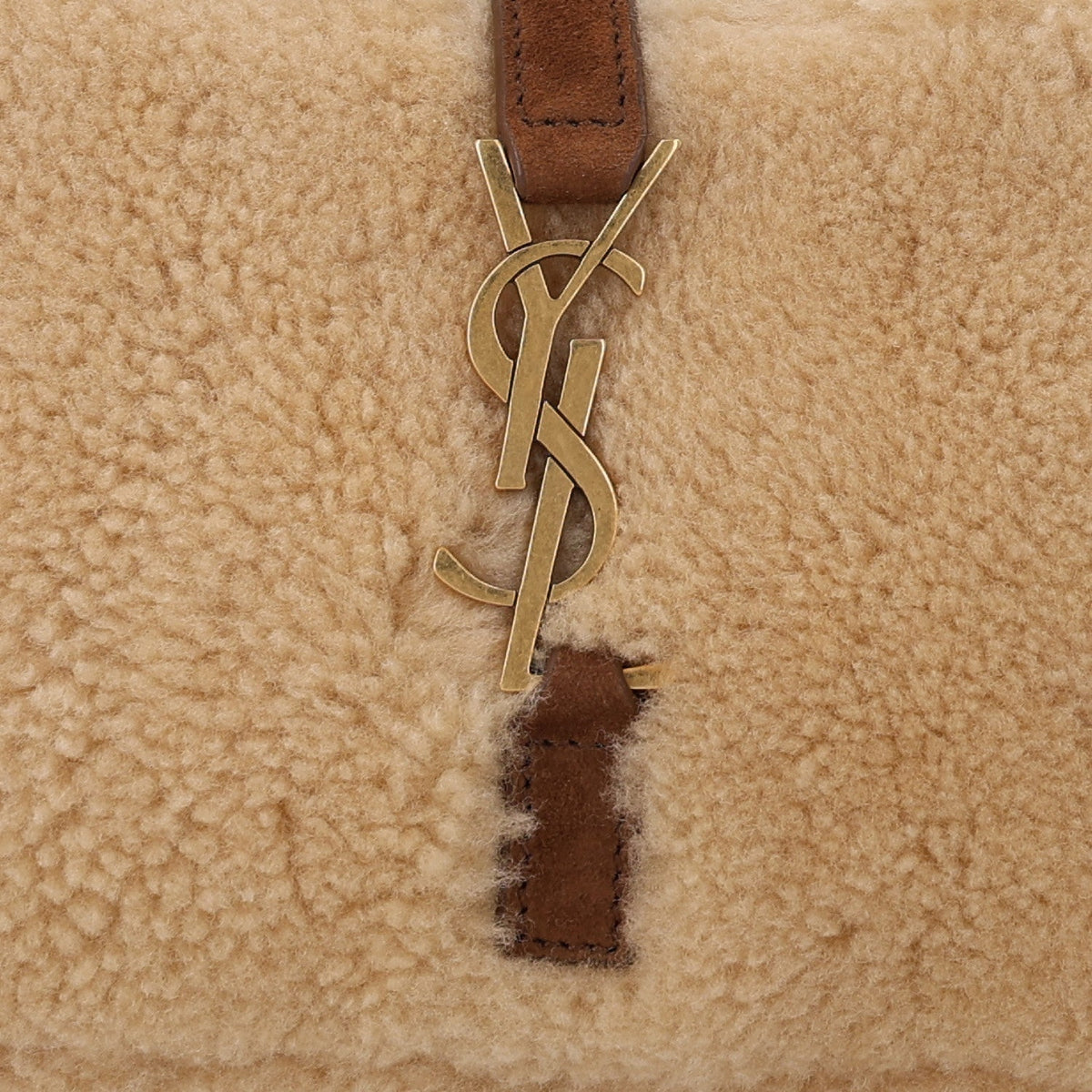Saint Laurent Shearling Le 5 A 7 Mini Hobo Natural Beige