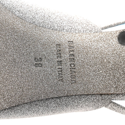 Balenciaga Glitter Women's Knife Slingback Mules 38 Silver Blue