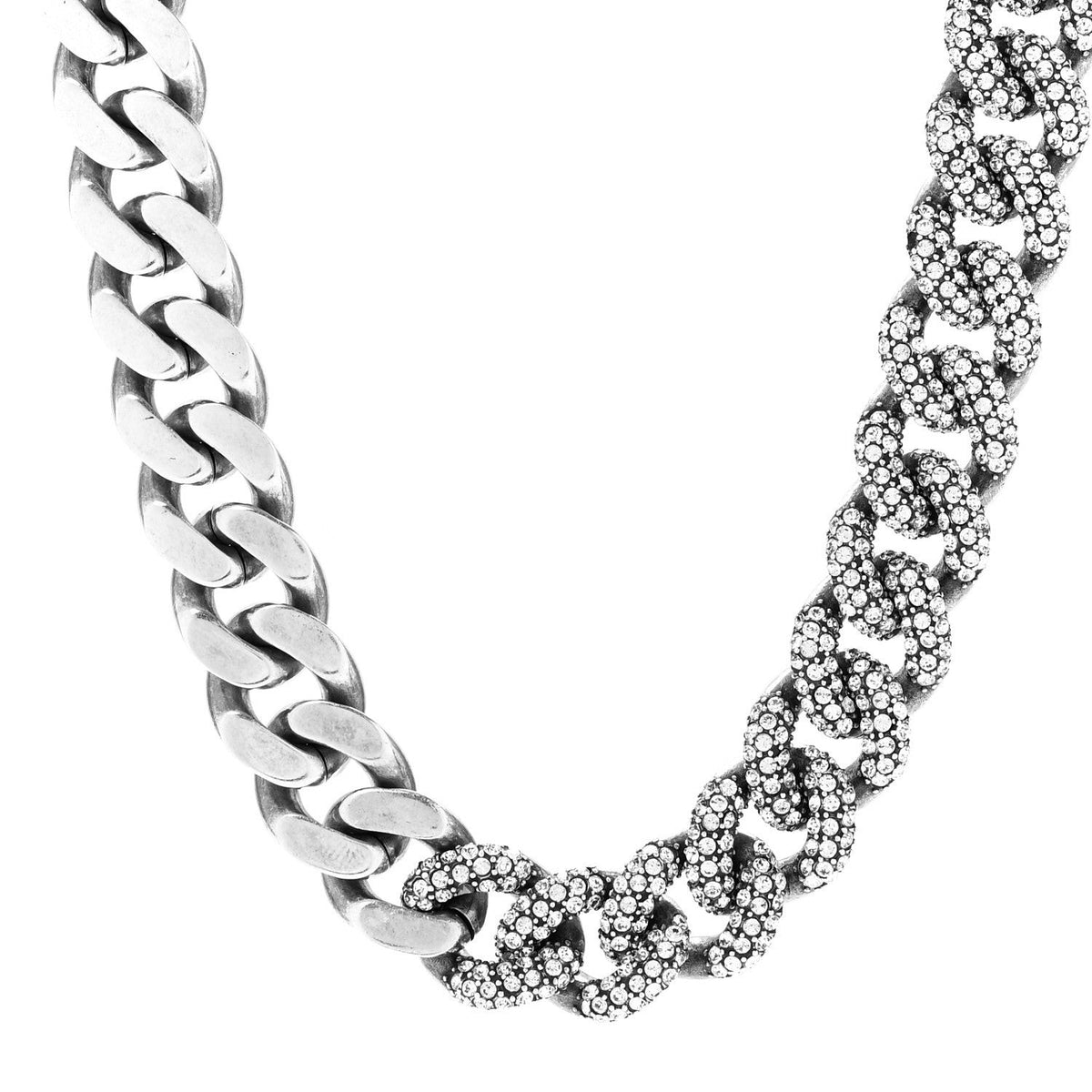Saint LaurentCrystal Curb Chain Necklace Oxidized Silver Oxidized Silver
