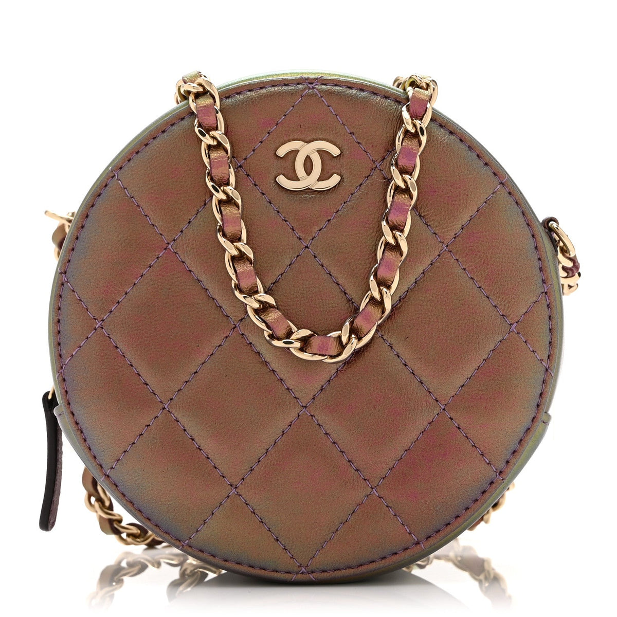 Quilted Lambskin Clutch Bag - Purple