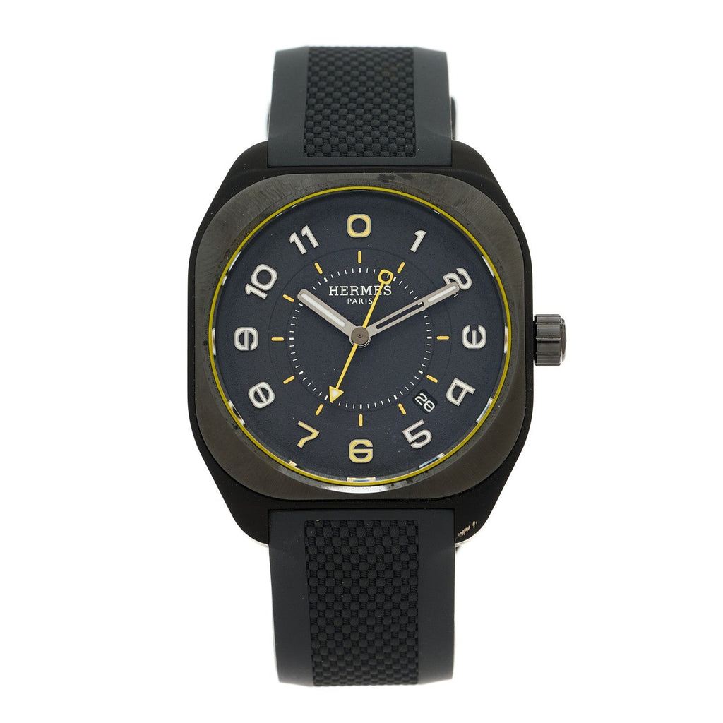 Hermes Graphene Nickel Rubber 39mm H08 Automatic Watch Noir