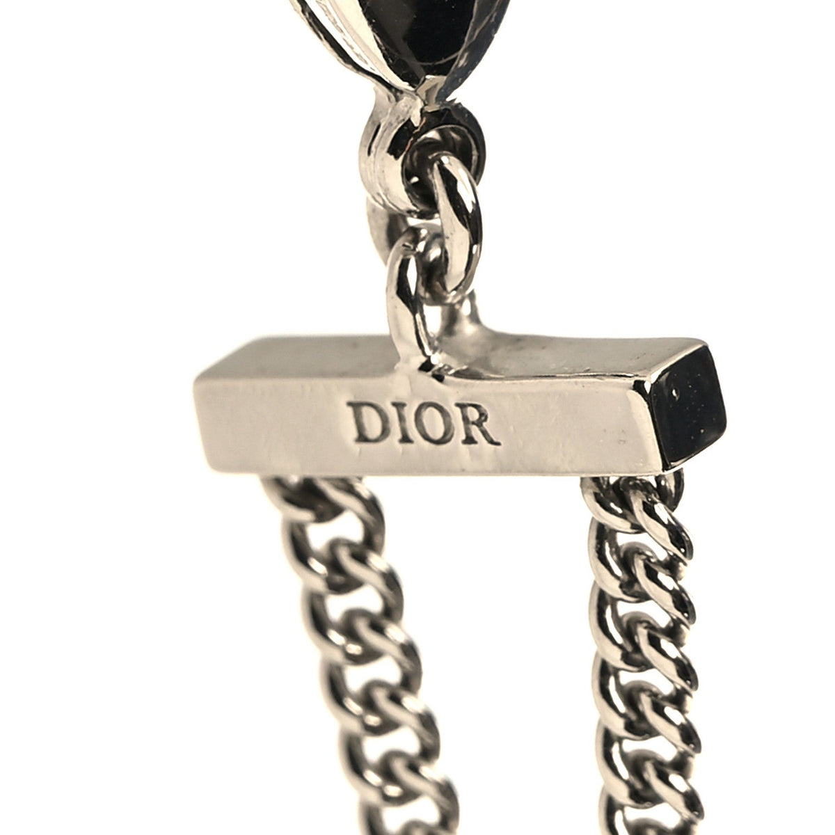 Christian DiorMetal Chain Logo Choker Necklace Silver
