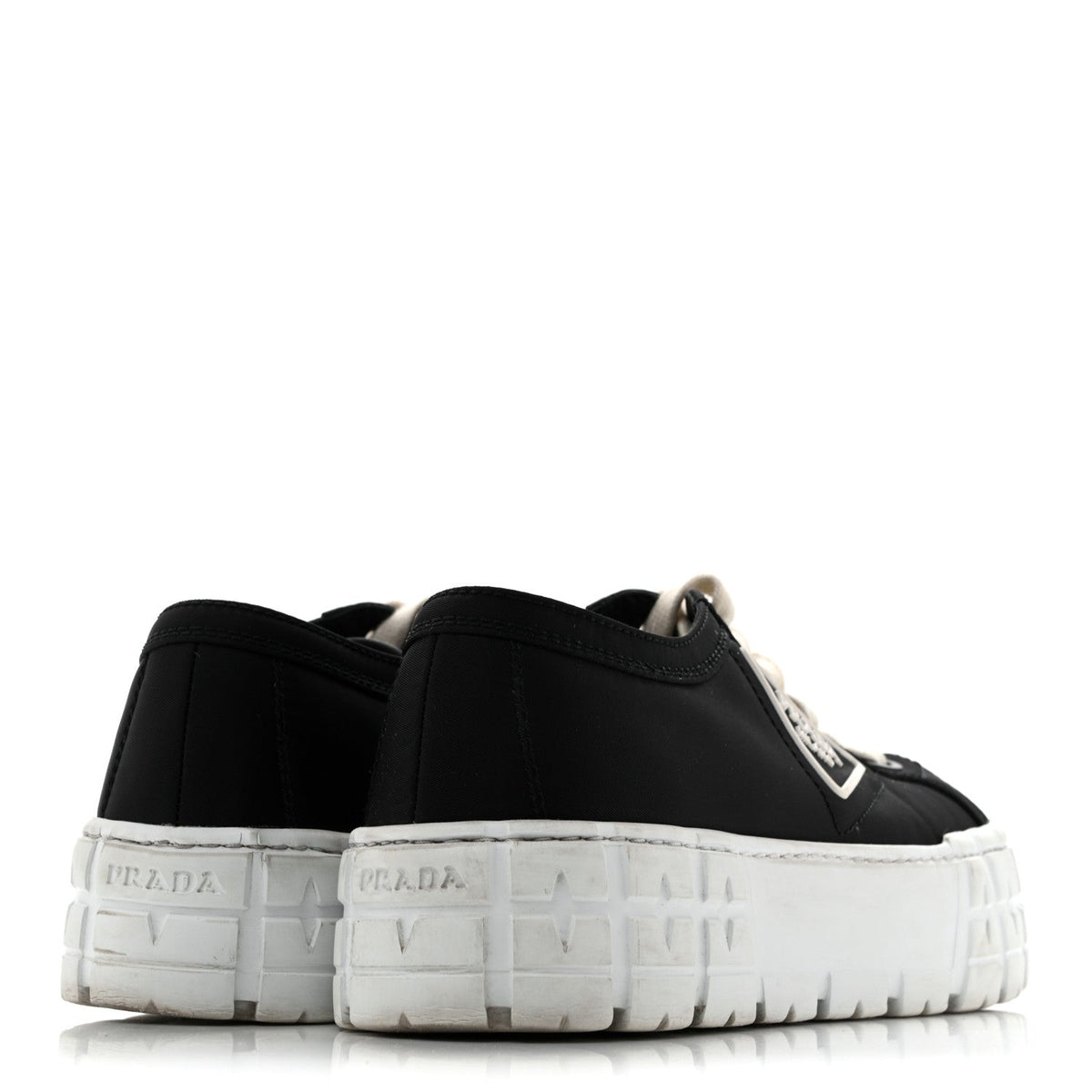Prada Re-Nylon Gabardine Women's Triangle Logo Double Wheel 50mm Sneakers 38.5 Black