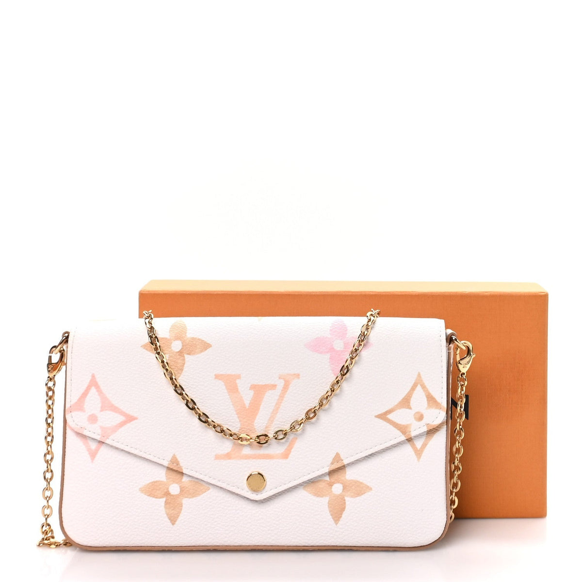 Louis Vuitton Monogram Giant Felicie Pochette Chain Wallet Beige