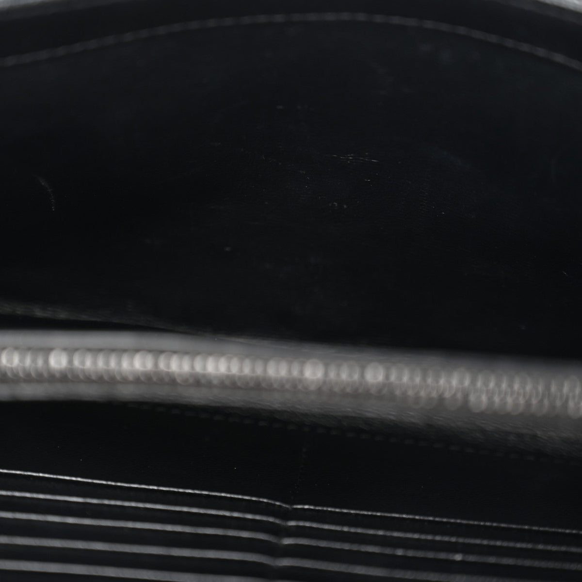 Saint Laurent Grain De Poudre Chevron Chain Wallet Black